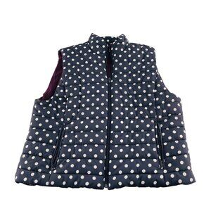 Navy White Polka‎ Dot Puffer Vest Loft Womens XL